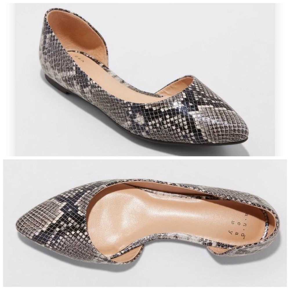 Snakeskin Pointed Toe Flats